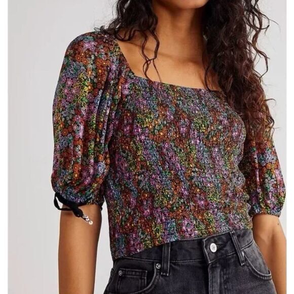New! Free People Back On‎ Top floral print, size S - Picture 2 of 15